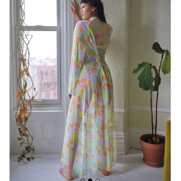 Savage X Fenty free spirt floral full length robe retro 60’s inspired boho - Picture 3 of 11